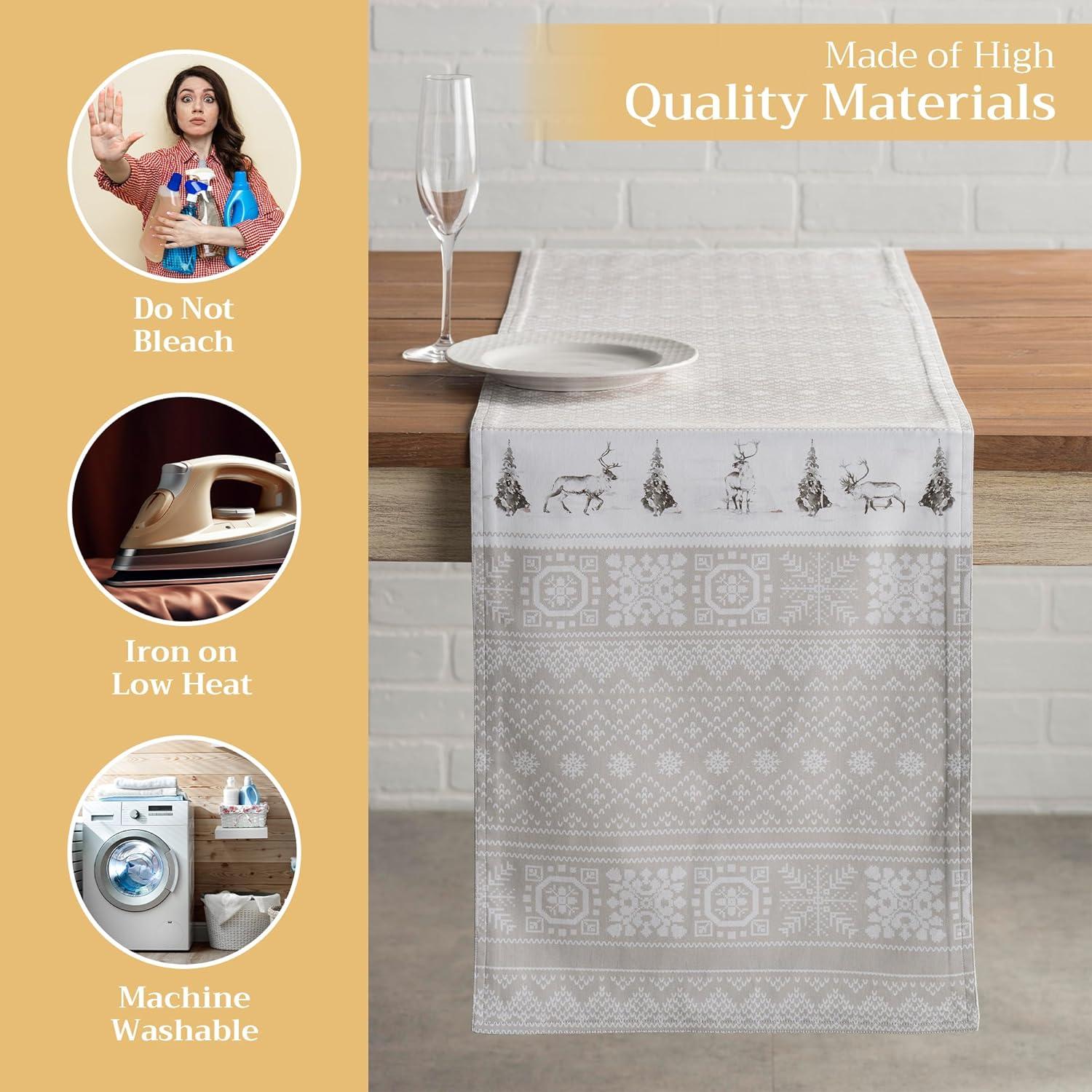 imageMaison d Hermine Table Runner 100 Cotton Double Layer Table Runners 72 inches Long for Thanksgiving Christmas Decorations Home Kitchen Dining Party Wedding Cozy Christmas 145quot x 72quot