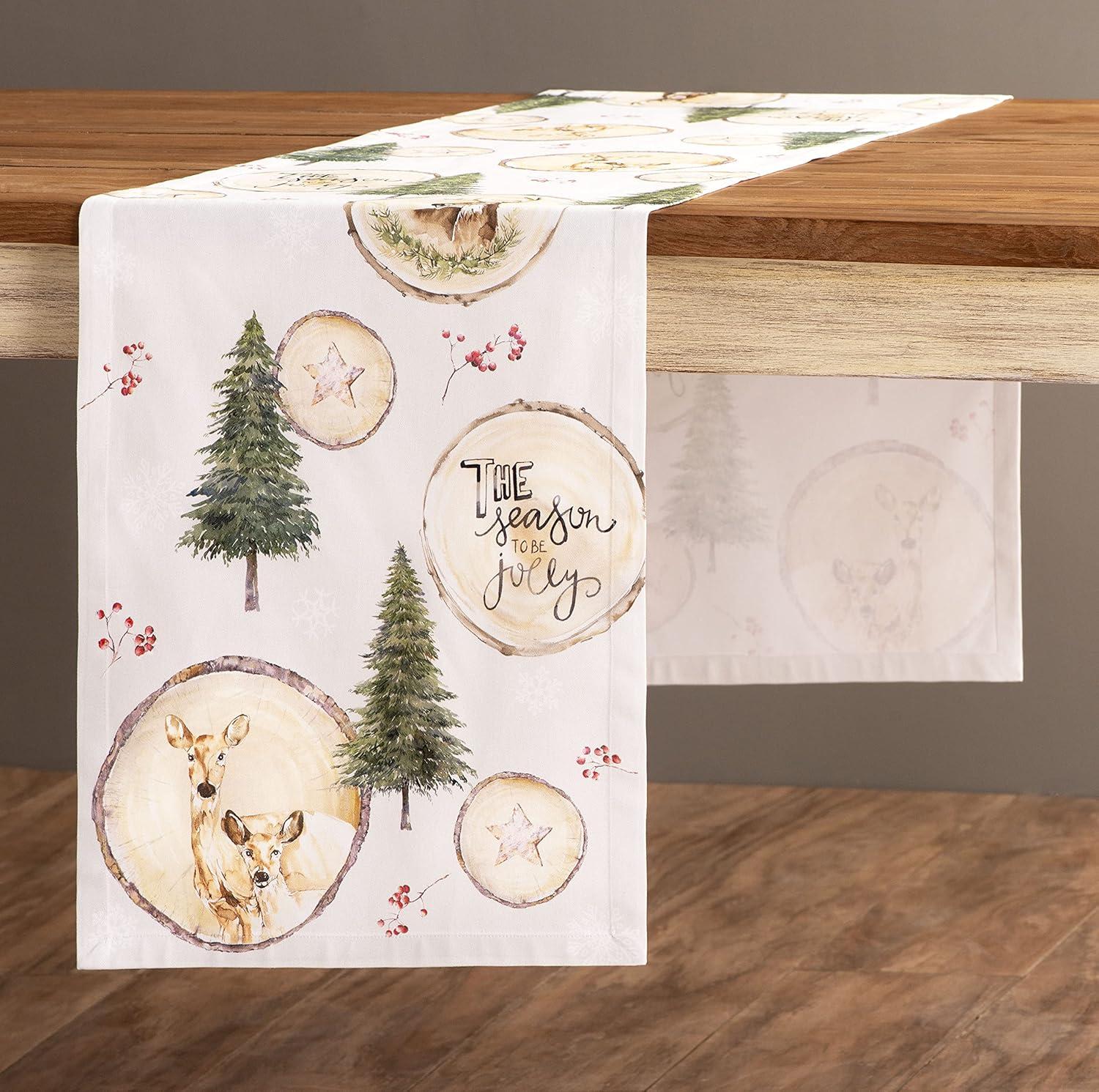 imageMaison d Hermine Table Runner 100 Cotton Single Layer Table Runners 36 inches Long for Thanksgiving Christmas Decorations Home Kitchen Dining Party Wedding Mountain Life 145quot x 36quot