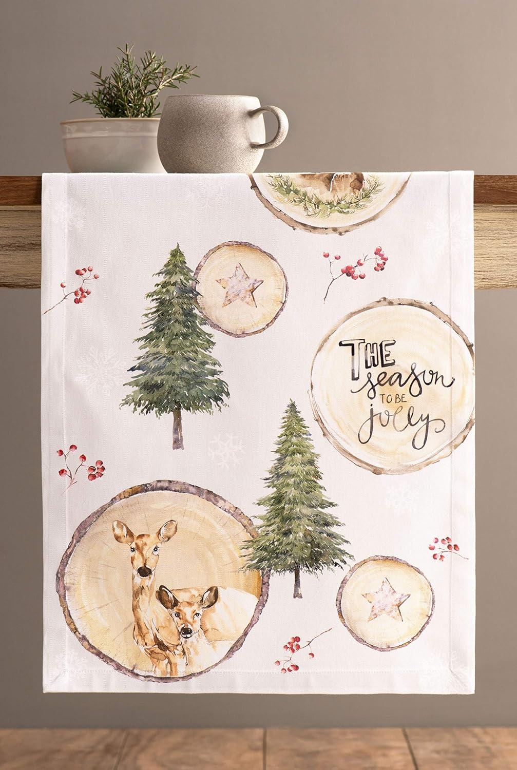 imageMaison d Hermine Table Runner 100 Cotton Single Layer Table Runners 36 inches Long for Thanksgiving Christmas Decorations Home Kitchen Dining Party Wedding Mountain Life 145quot x 36quot