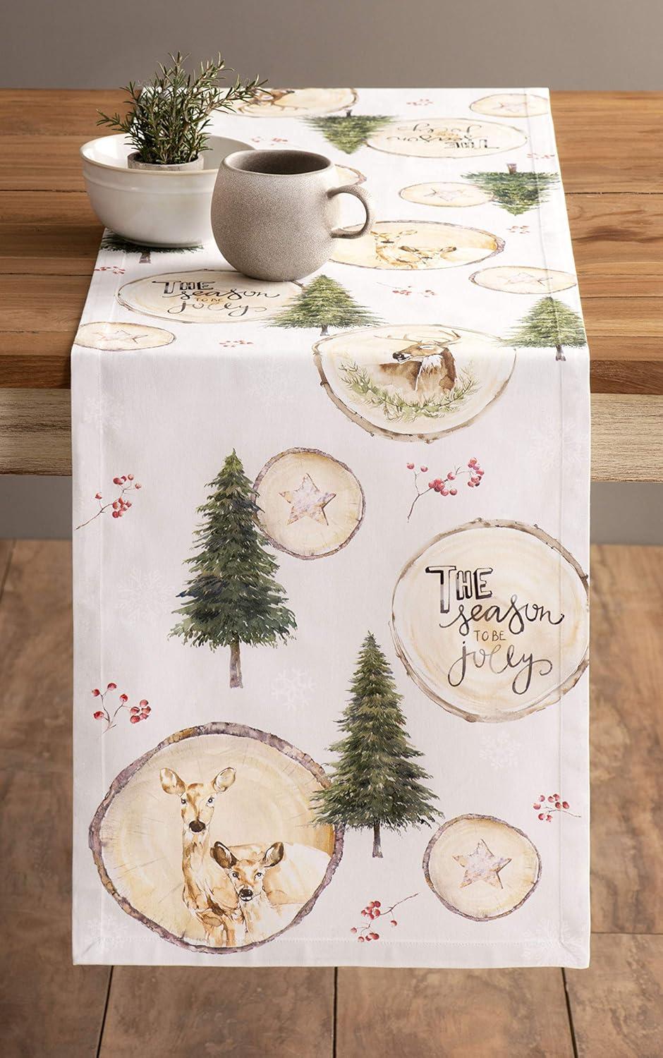 imageMaison d Hermine Table Runner 100 Cotton Single Layer Table Runners 36 inches Long for Thanksgiving Christmas Decorations Home Kitchen Dining Party Wedding Mountain Life 145quot x 36quot