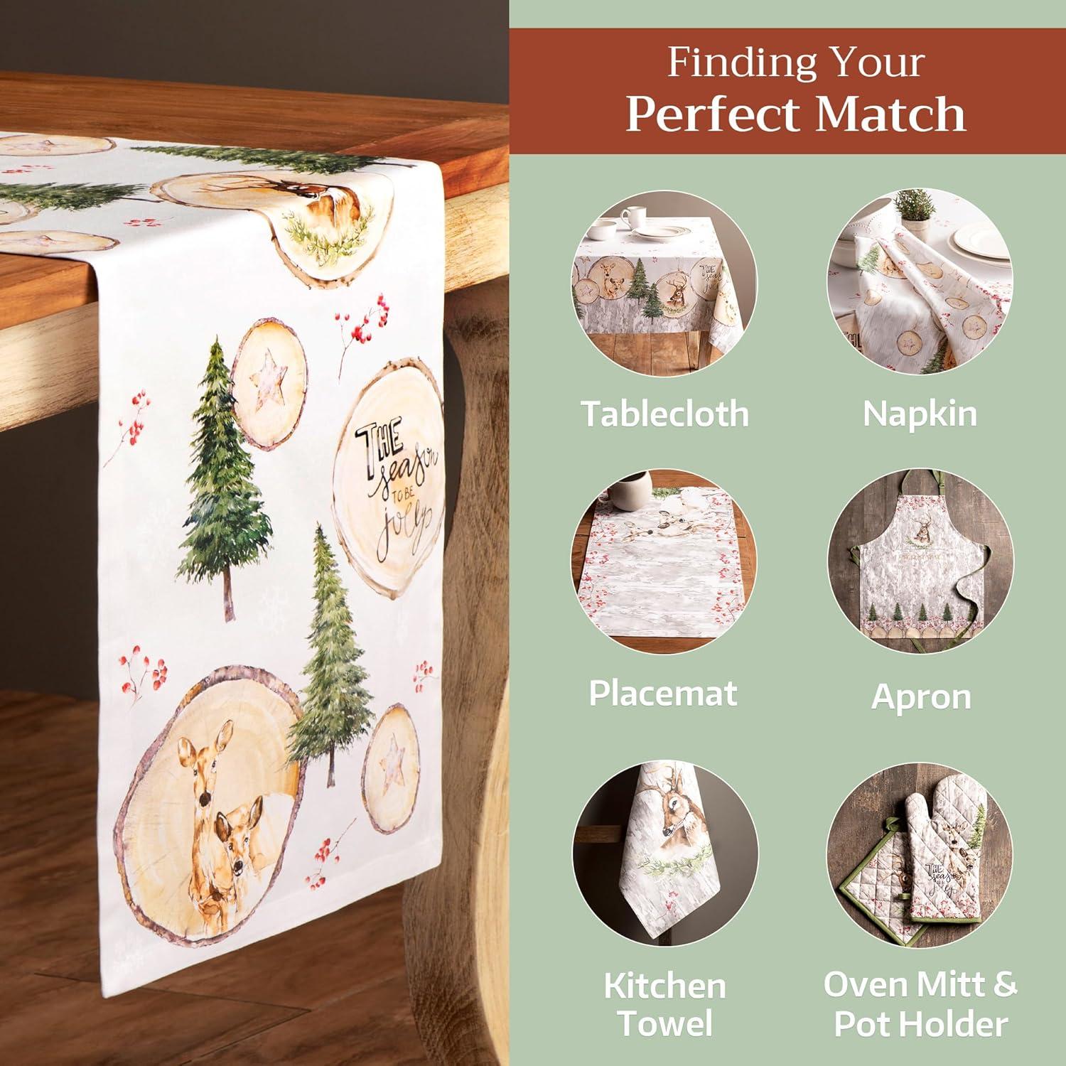 imageMaison d Hermine Table Runner 100 Cotton Single Layer Table Runners 72 inches Long for Thanksgiving Christmas Decorations Home Kitchen Dining Party Wedding Mountain Life 145quot x 72quot