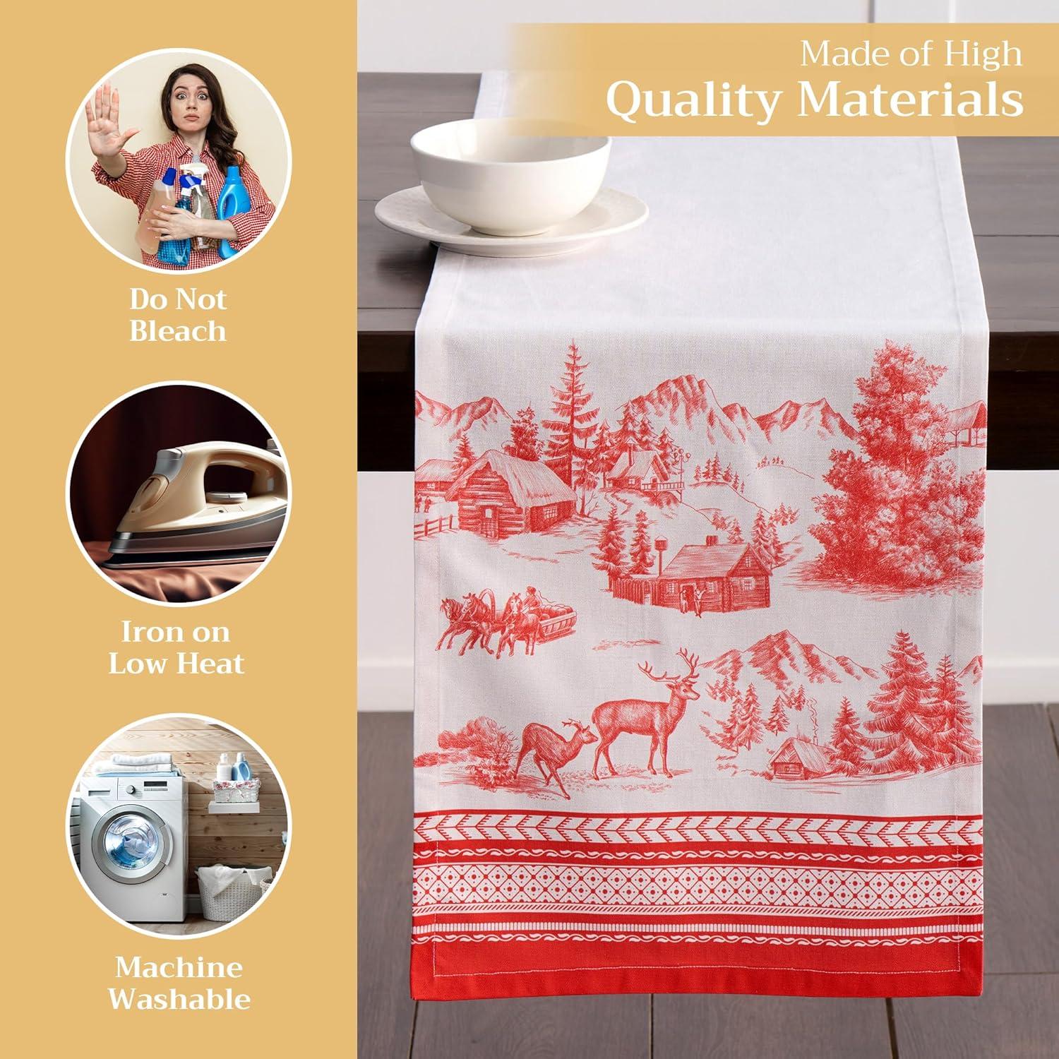 imageMaison d Hermine Table Runner 100 Cotton Single Layer Table Runners 72 inches Long for Thanksgiving Christmas Decorations Home Kitchen Dining Party Wedding Winter Jouy 145quot x 72quot