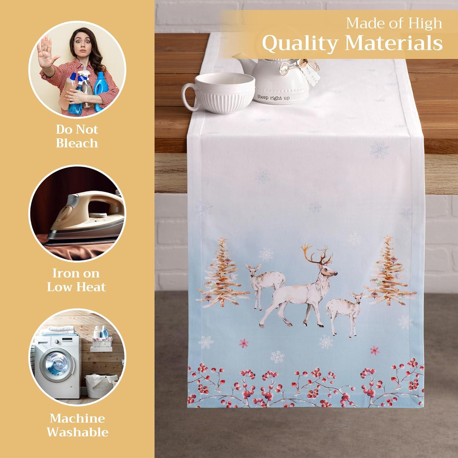 imageMaison d Hermine Table Runner 100 Cotton Single Layer Table Runners 72 inches Long for Thanksgiving Christmas Decorations Home Kitchen Dining Party Wedding Fairy Tale Forest 145quot x 72quot