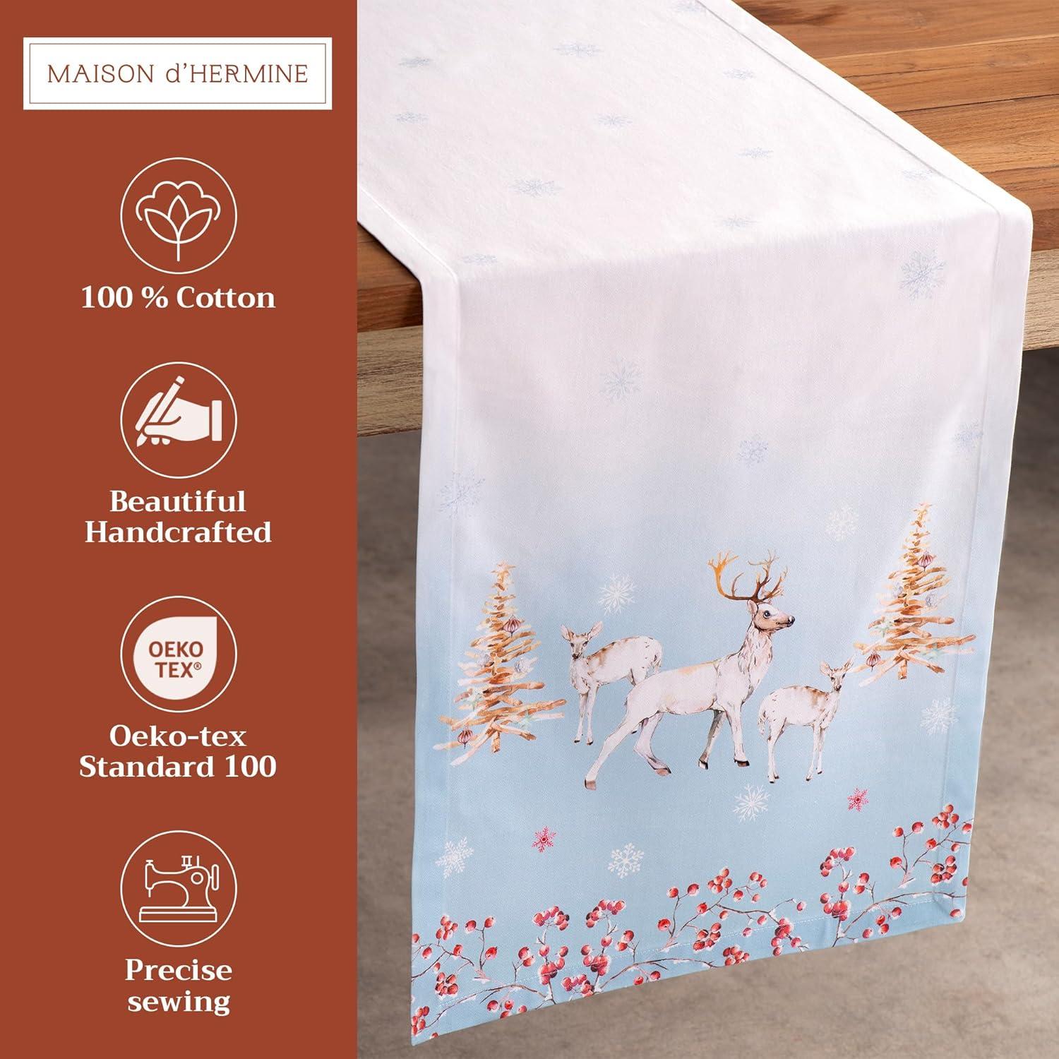 imageMaison d Hermine Table Runner 100 Cotton Single Layer Table Runners 72 inches Long for Thanksgiving Christmas Decorations Home Kitchen Dining Party Wedding Fairy Tale Forest 145quot x 72quot