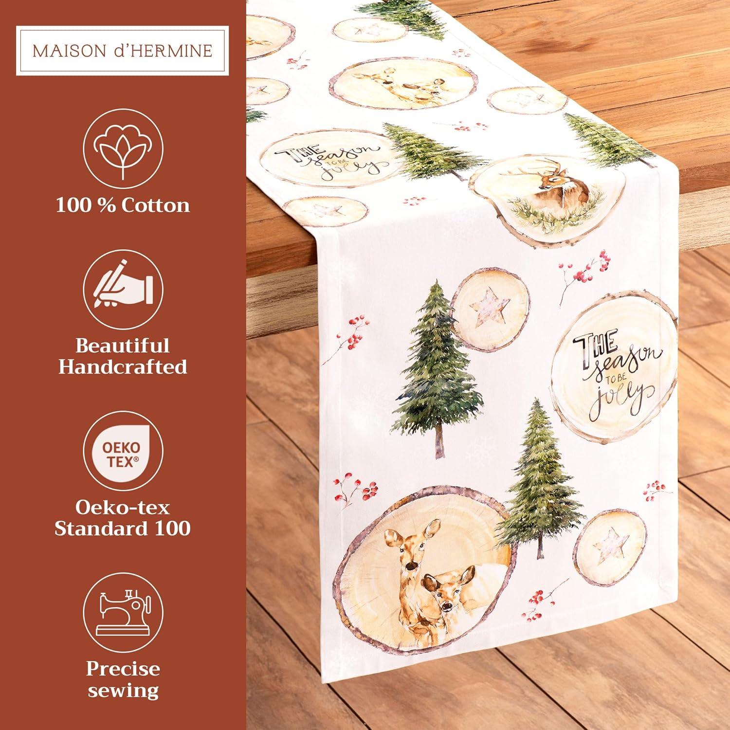 imageMaison d Hermine Table Runner 100 Cotton Single Layer Table Runners 72 inches Long for Thanksgiving Christmas Decorations Home Kitchen Dining Party Wedding Mountain Life 145quot x 72quot