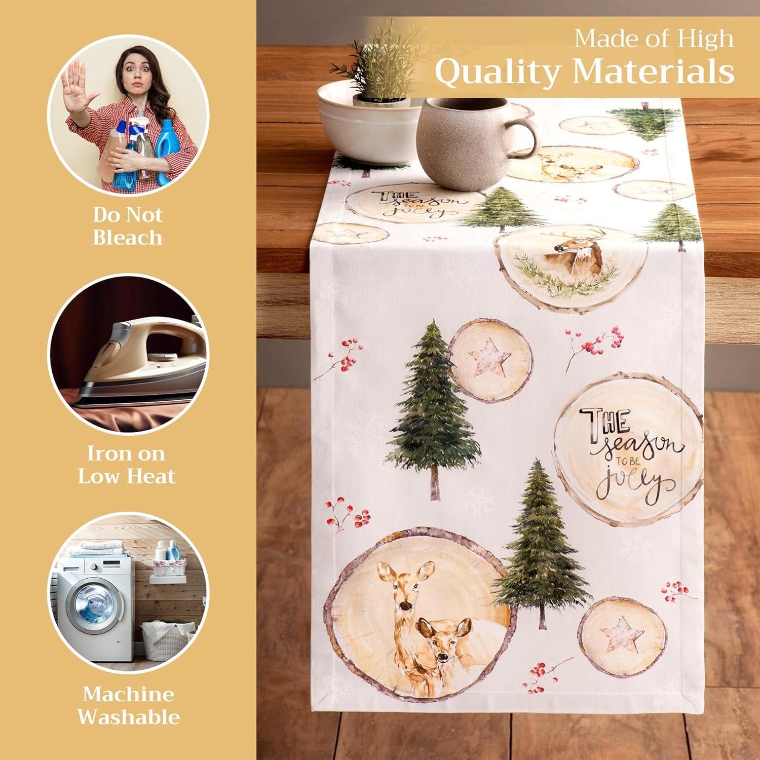 imageMaison d Hermine Table Runner 100 Cotton Single Layer Table Runners 72 inches Long for Thanksgiving Christmas Decorations Home Kitchen Dining Party Wedding Mountain Life 145quot x 72quot