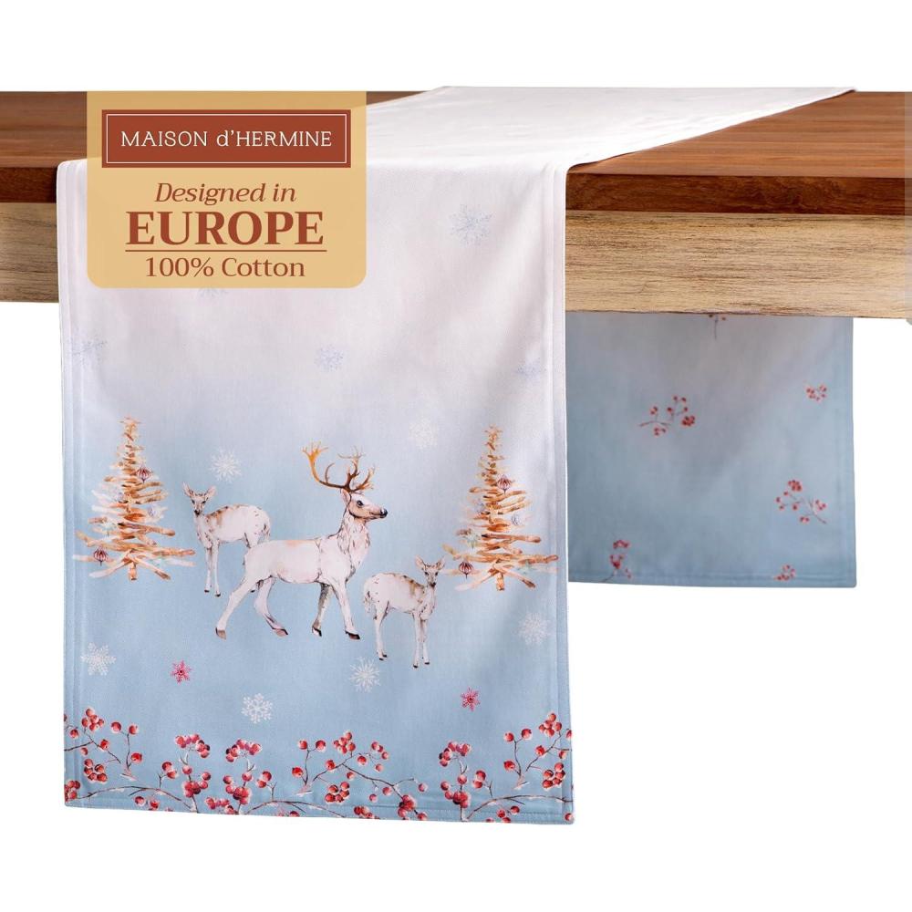 imageMaison d Hermine Table Runner 100 Cotton Double Layer Table Runners 72 inches Long for Thanksgiving Christmas Decorations Home Kitchen Dining Party Wedding Fairy Tale Forest 145quot x 72quot