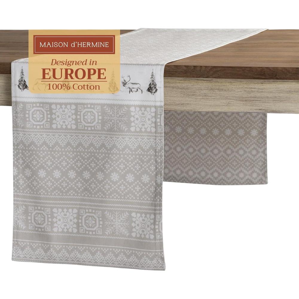 imageMaison d Hermine Table Runner 100 Cotton Double Layer Table Runners 72 inches Long for Thanksgiving Christmas Decorations Home Kitchen Dining Party Wedding Cozy Christmas 145quot x 72quot