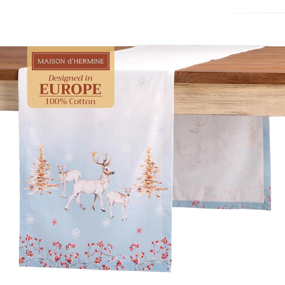 imageMaison d Hermine Table Runner 100 Cotton Single Layer Table Runners 72 inches Long for Thanksgiving Christmas Decorations Home Kitchen Dining Party Wedding Fairy Tale Forest 145quot x 72quot