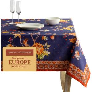imageMaison d Hermine Table Cloth Square Table 100 Cotton 54 x 54 Inches Fall Tablecloth Reusable Everyday Use for Thanksgiving Christmas Decorations Dining Farmhouse Party Kelim  Infinity