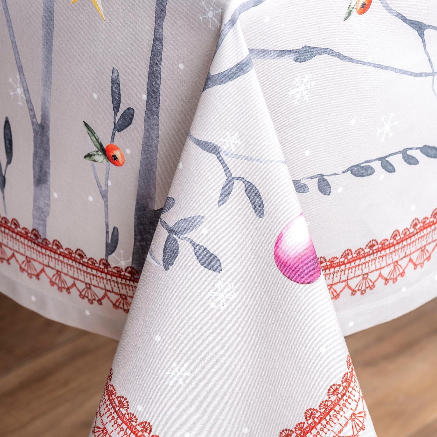 imageMaison d Hermine Table Cloth Rectangle Table 100 Cotton 60 x 108 Inches Fall Tablecloth Reusable Everyday Use for Thanksgiving Christmas Decorations Dining Farmhouse Party Fairy Christmas