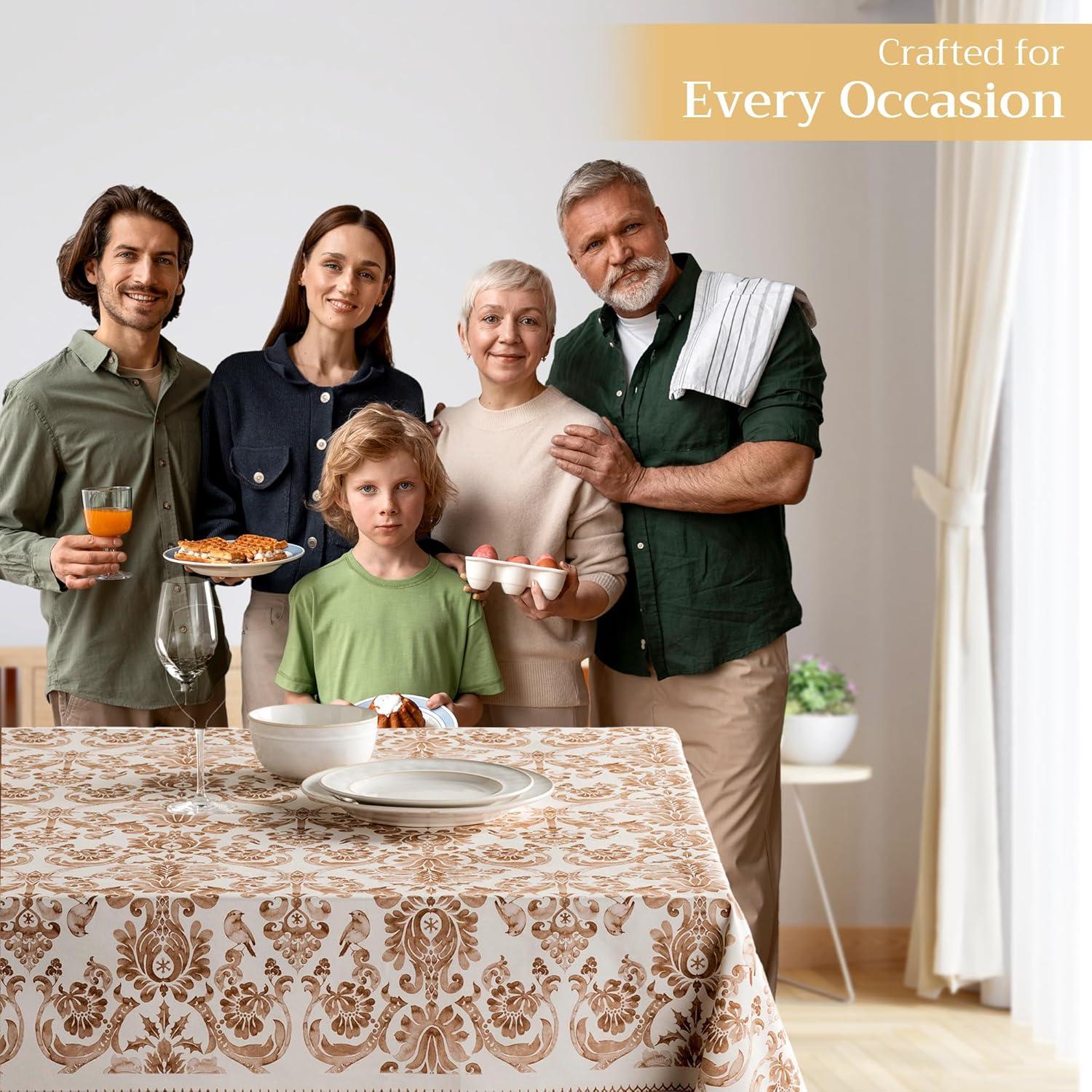 imageMaison d Hermine Table Cloth Rectangle Table 100 Cotton 60 x 108 Inches Fall Tablecloth Reusable Everyday Use for Thanksgiving Christmas Decorations Dining Farmhouse Party Allure