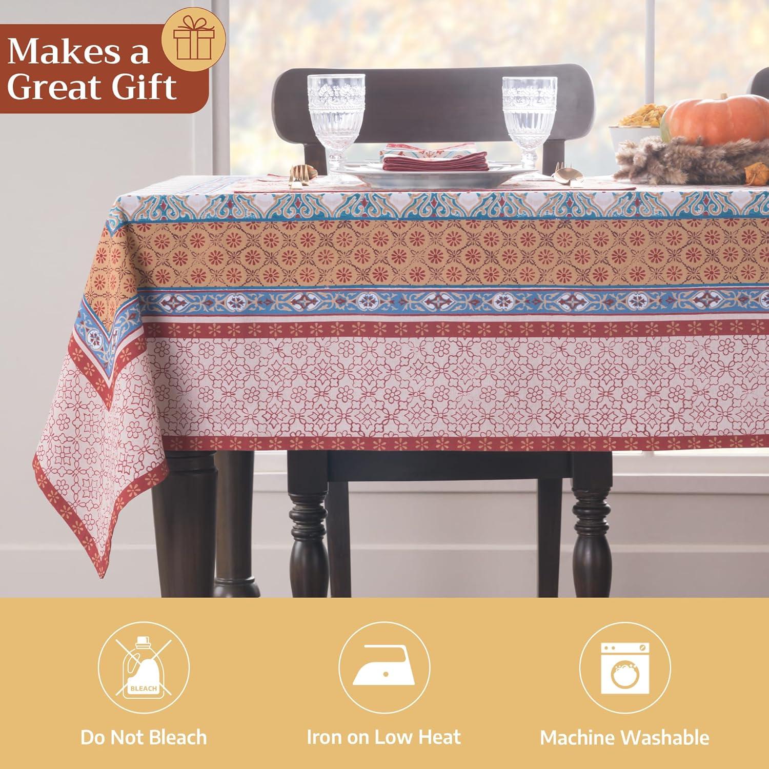 imageMaison d Hermine Table Cloth Rectangle Table 100 Cotton 60 x 108 Inches Fall Tablecloth Reusable Everyday Use for Thanksgiving Christmas Decorations Dining Farmhouse Party Romane