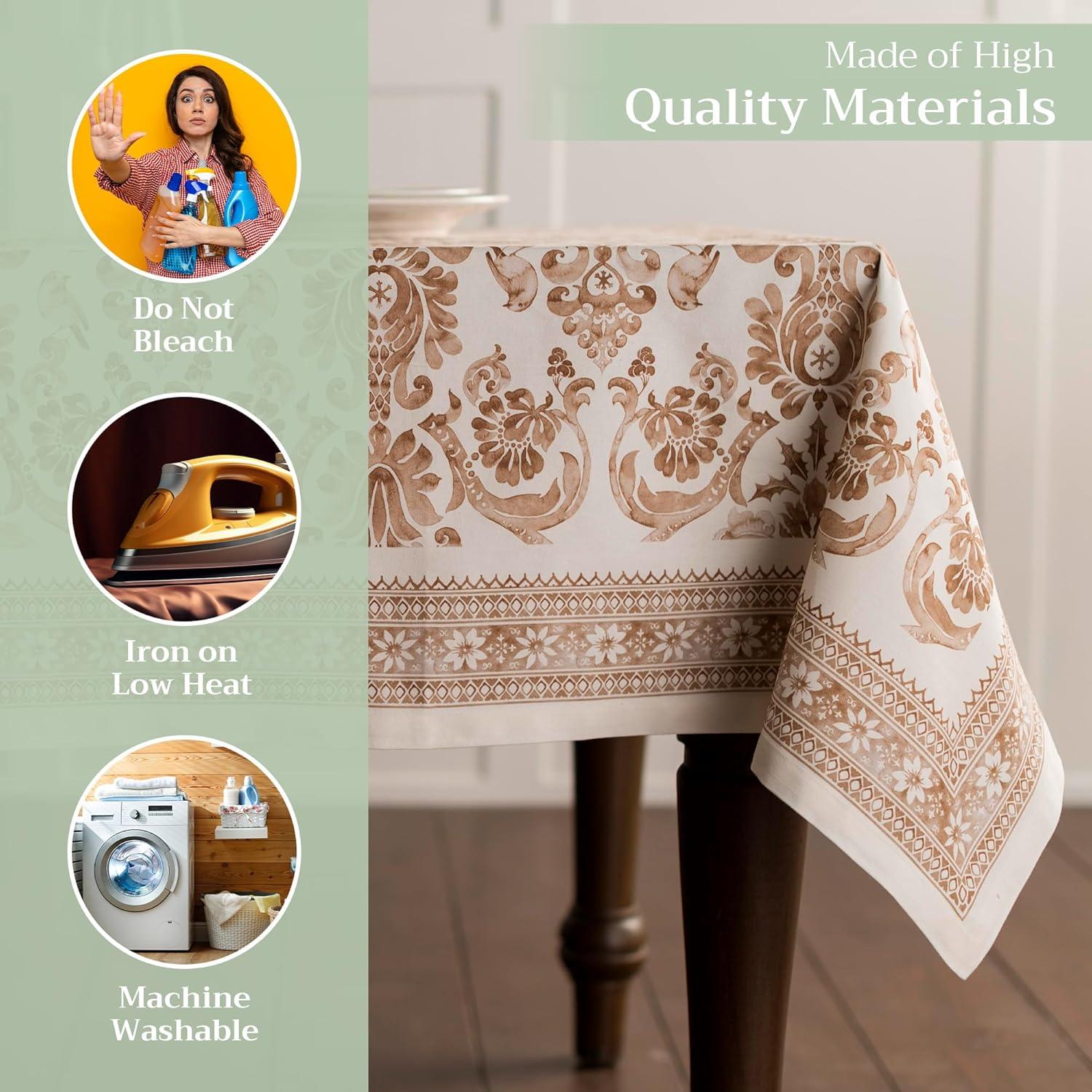 imageMaison d Hermine Table Cloth Rectangle Table 100 Cotton 60 x 108 Inches Fall Tablecloth Reusable Everyday Use for Thanksgiving Christmas Decorations Dining Farmhouse Party Allure