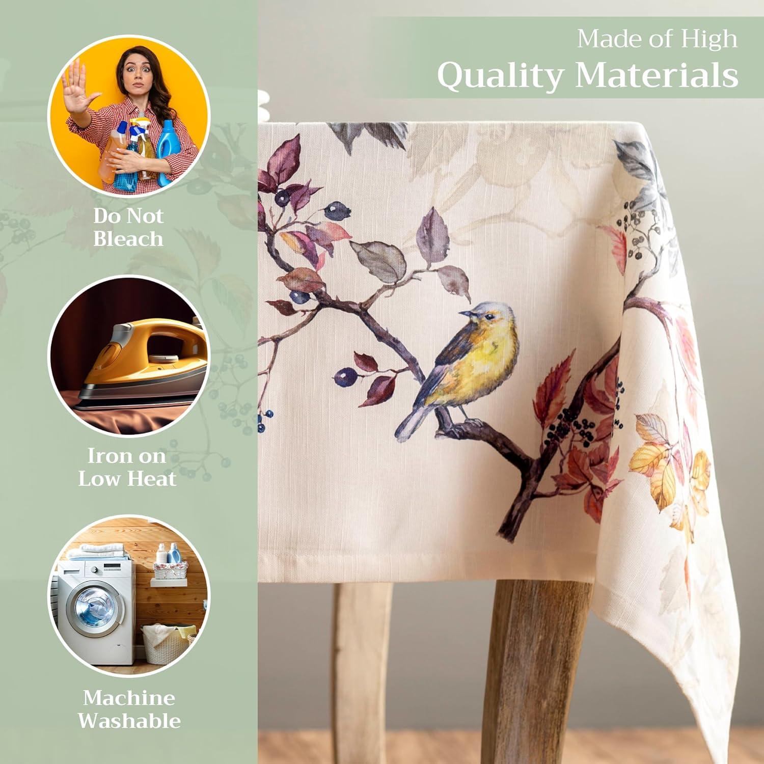 imageMaison d Hermine Table Cloth Rectangle Table 100 Cotton 60 x 108 Inches Fall Tablecloth Reusable Everyday Use for Thanksgiving Christmas Decorations Dining Farmhouse Party Equinoxe  Beige