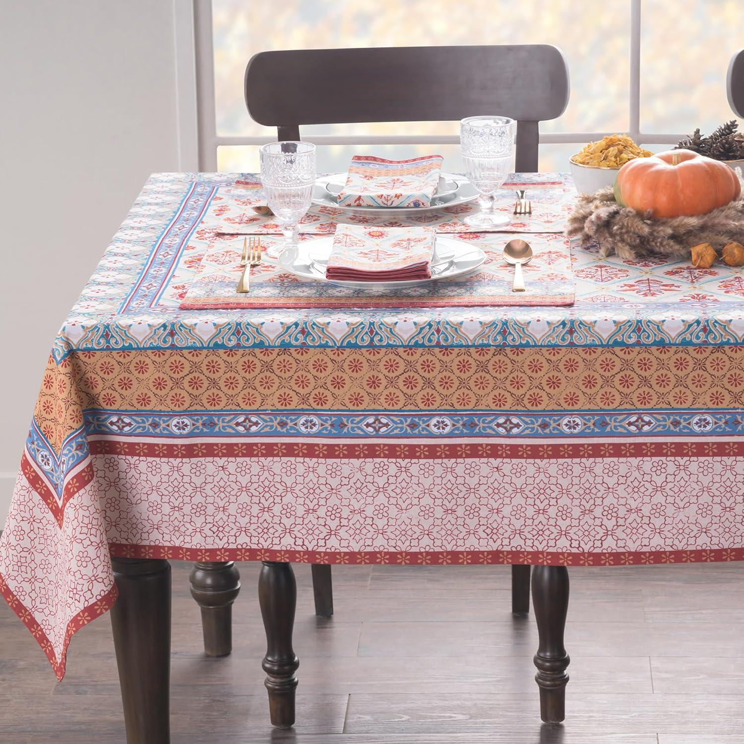 imageMaison d Hermine Table Cloth Rectangle Table 100 Cotton 60 x 108 Inches Fall Tablecloth Reusable Everyday Use for Thanksgiving Christmas Decorations Dining Farmhouse Party Romane