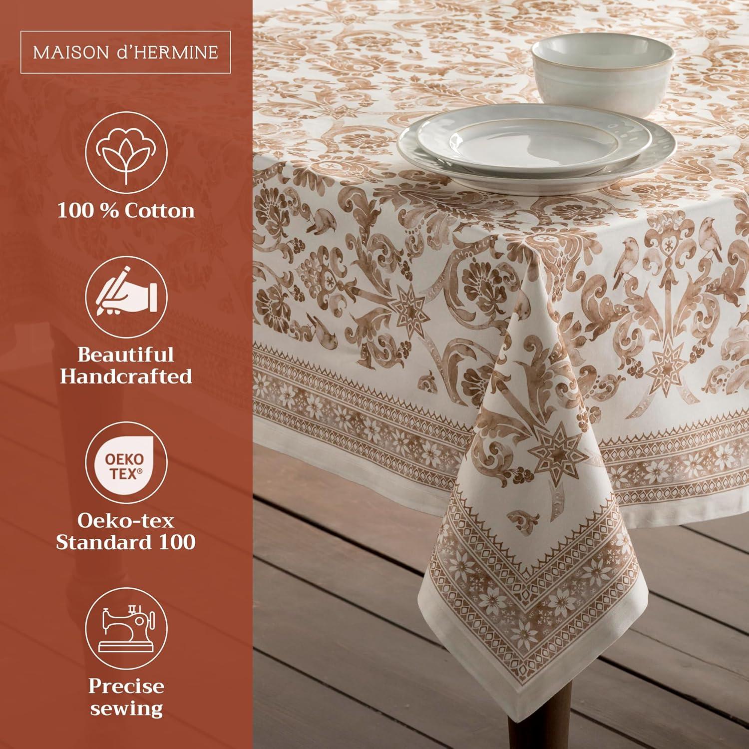 imageMaison d Hermine Table Cloth Rectangle Table 100 Cotton 60 x 108 Inches Fall Tablecloth Reusable Everyday Use for Thanksgiving Christmas Decorations Dining Farmhouse Party Allure