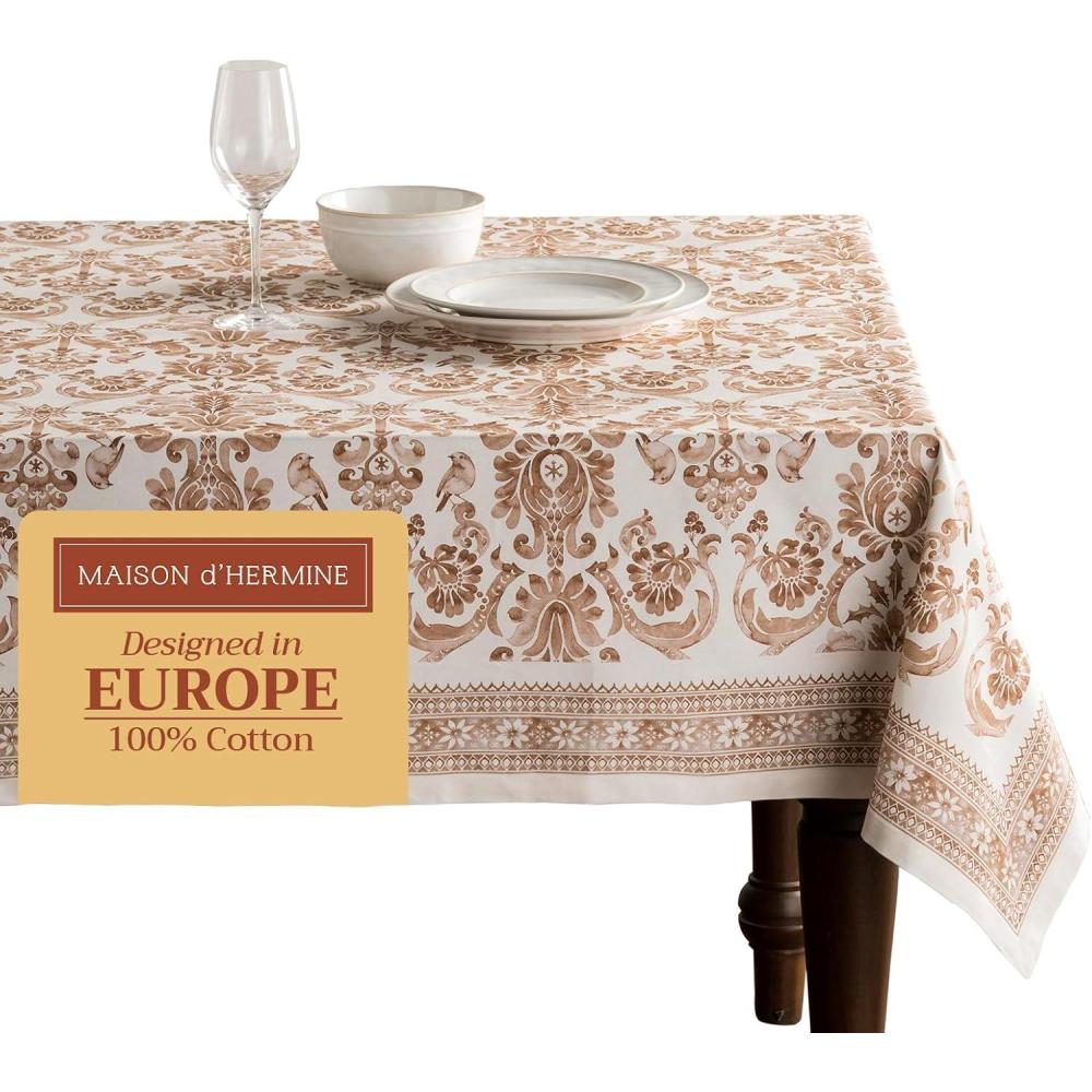 imageMaison d Hermine Table Cloth Rectangle Table 100 Cotton 60 x 108 Inches Fall Tablecloth Reusable Everyday Use for Thanksgiving Christmas Decorations Dining Farmhouse Party Allure