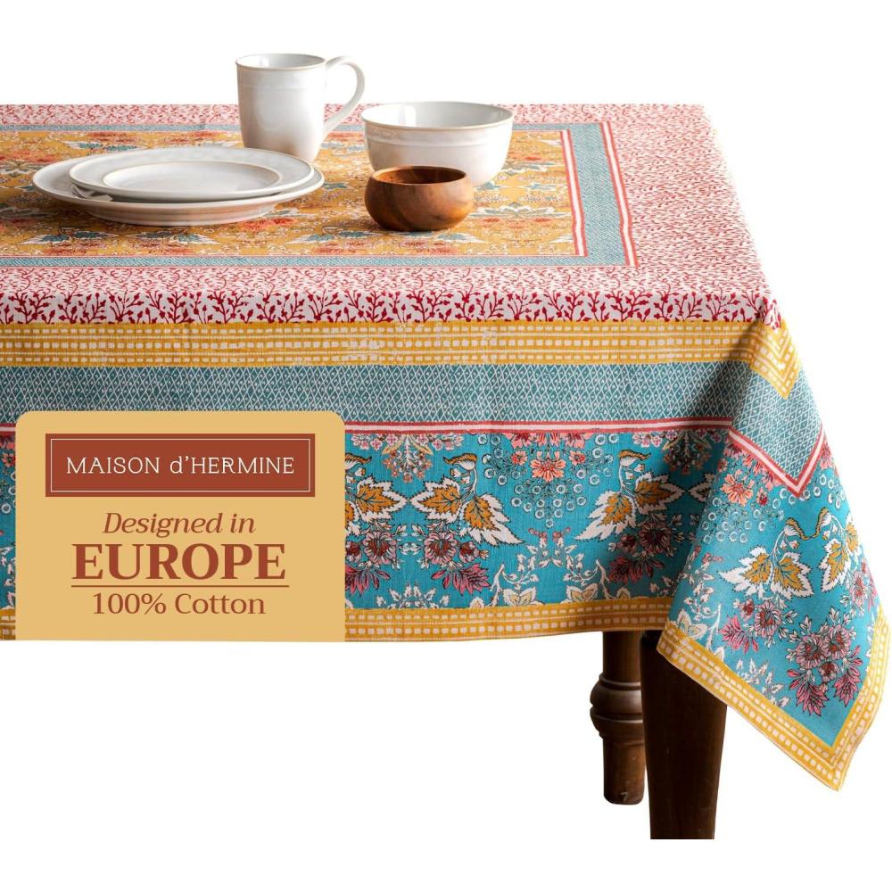 imageMaison d Hermine Table Cloth Rectangle Table 100 Cotton 60 x 108 Inches Tablecloth Reusable Decorative Everyday Use for Dining Room Farmhouse Home Party Festive ampamp Wedding Spring Summer  Marquise