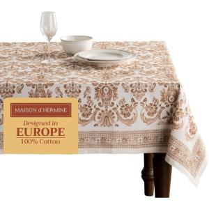 imageMaison d Hermine Table Cloth Rectangle Table 100 Cotton 60 x 108 Inches Fall Tablecloth Reusable Everyday Use for Thanksgiving Christmas Decorations Dining Farmhouse Party Allure