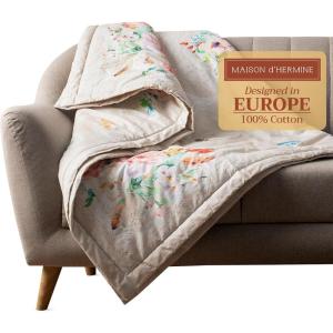 imageMaison d Hermine Throw Blanket for Couch Lightweight Soft Warm Breathable Cotton Throw Blankets for Bed Girls Boys Women Men Gifts Sofa Travel Living Room Chair Bedding 50quotx60quot Sofia21  Ibiza