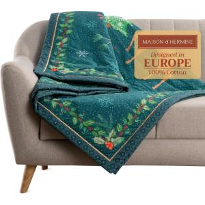 imageMaison d Hermine Throw Blanket for Couch Lightweight Soft Warm Breathable Cotton Throw Blankets for Bed Girls Boys Women Men Gifts Sofa Travel Living Room Chair Bedding 50quotx60quot Sofia30  Hygge Christmas