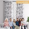 image:imageMaison d Hermine Curtains for Living Room 100 Cotton 108 inch Length One Panel Light Filtering Toile Curtains with Rod and Loop Pockets Calais Paloma Grey White Background 50 W x 108 L