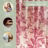 image:imageMaison d Hermine Curtains for Living Room 100 Cotton 124 inch Length Two Panels Light Filtering Toile Curtains for Bedroom Windows with Rod and Loop Pockets Drapes The Miller Red 50 W x 124 L