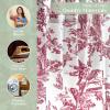image:imageMaison d Hermine Curtains for Living Room 100 Cotton 84 inch Length One Panel Light Filtering Toile Curtains for Bedroom with Rod and Loop Pockets The Miller Red White Background 50 W x 84 L