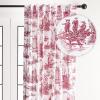 image:imageMaison d Hermine Curtains for Living Room 100 Cotton 124 inch Length One Panel Light Filtering Toile Curtains for Bedroom with Rod and Loop Pockets Calais Red White Background 50 W x 124 L