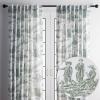 image:imageMaison d Hermine Curtains for Living Room 100 Cotton 124 inch Length Two Panels Light Filtering Toile Curtains with Rod and Loop Pockets Calais Antique Green White Background 50 W x 124 L