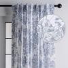 image:imageMaison d Hermine Curtains for living room 100 Cotton 124 inch length One Panel Light Filtering Toile Curtains for Bedroom with rod and loop Pockets The Miller Blue White Background 50W x 124L
