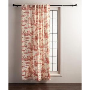 image:imageMaison d Hermine Curtains for Living Room 100 Cotton 108 inch Length One Panel Light Filtering Toile Curtains for Bedroom Windows with Rod and Loop Pockets Drapes Calais Cardinal 50 W x 108 L