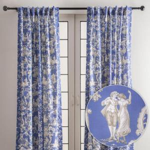 image:imageMaison d Hermine Curtains for Living Room 100 Cotton 108 inch Length Two Panels Light Filtering Toile Curtains for Bedroom Windows with Rod and Loop Pockets Drapes Joli Jouy Blue 50 W x 108 L