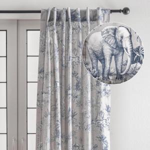 image:imageMaison d Hermine Curtains for Living Room 100 Cotton 124 inch Length One Panel Light Filtering Toile Curtains for Bedroom Windows with Rod and Loop Pockets Drapes Savana Jouy Blue 50 W x 124 L