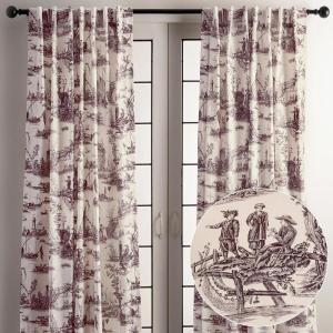 image:imageMaison d Hermine Curtains for Living Room 100 Cotton 124 inch Length Two Panels Light Filtering Toile Curtains for Bedroom Windows with Rod and Loop Pockets Drapes Calais Charcoal 50 W x 124 L