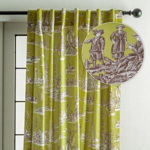 image:imageMaison d Hermine Curtains for Living Room 100 Cotton 84 inch Length One Panel Light Filtering Toile Curtains for Bedroom Windows with Rod and Loop Pockets Drapes Calais Celery 50 W x 84 L