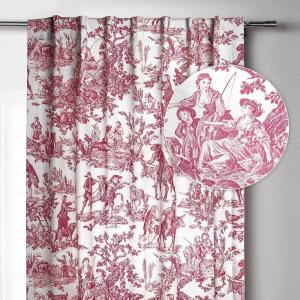 image:imageMaison d Hermine Curtains for Living Room 100 Cotton 84 inch Length One Panel Light Filtering Toile Curtains for Bedroom with Rod and Loop Pockets The Miller Red White Background 50 W x 84 L