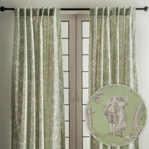 image:imageMaison d Hermine Curtains for Living Room 100 Cotton 84 inch Length Two Panels Light Filtering Toile Curtains for Bedroom Windows with Rod and Loop Pockets Drapes Joli Jouy Green 50 W x 84 L