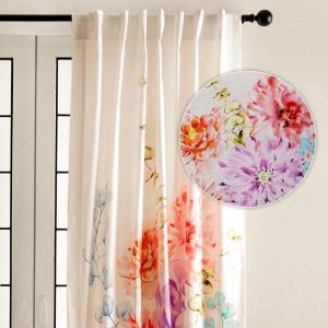 image:imageMaison d Hermine Curtains for Living Room 100 Cotton 96 inch Length One Panel Light Filtering Curtains for Windows with Rod and Loop Pockets Easter Decorations Floral  Beige 50 W x 96 L