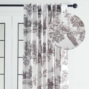 image:imageMaison d Hermine Curtains for Living Room 100 Cotton 96 inch Length One Panel Light Filtering Toile Curtains for Bedroom Windows with Rod and Loop Pockets Drapes Trianon Grey 50 W x 96 L