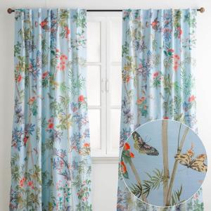 image:imageMaison d Hermine Curtains for Living Room 100 Cotton 96 inch Length Two Panel Light Filtering Curtains for Windows with Rod and Loop Pockets Easter Decorations Canne  Pastel Blue 50 W x 96 L