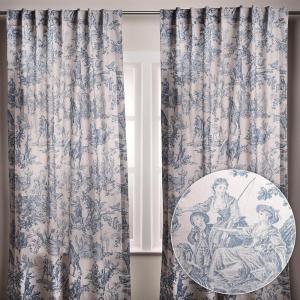 image:imageMaison d Hermine Curtains for living room 100 Cotton 124 inch length Two Panels Light Filtering Toile Curtains for Bedroom Windows with rod and loop Pockets Drapes The Miller Denim 50W x 124L