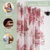 image:imageMaison d Hermine Curtains for Living Room 100 Cotton 124 inch Length One Panel Light Filtering Toile Curtains for Bedroom Windows with Rod and Loop Pockets Drapes Trianon Red 50 W x 124 L