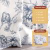 image:imageMaison d Hermine Curtains for living room 100 Cotton 84 inch length Two Panels Light Filtering Toile Curtains for Bedroom Windows with rod and loop Pockets Drapes Jouy Paradise Blue 50W x 84L