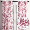 image:imageMaison d Hermine Curtains for Living Room 100 Cotton 108 inch Length Two Panels Light Filtering Toile Curtains for Bedroom with Rod and Loop Pockets Calais Red White Background 50 W x 108 L