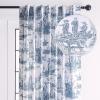 image:imageMaison d Hermine Curtains for Living Room 100 Cotton 124 inch Length One Panel Light Filtering Toile Curtains for Bedroom with Rod and Loop Pockets Calais Blue White Background 50 W x 124 L