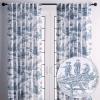 image:imageMaison d Hermine Curtains for Living Room 100 Cotton 124 inch Length Two Panels Light Filtering Toile Curtains for Bedroom with Rod and Loop Pockets Calais Blue White Background 50 W x 124 L