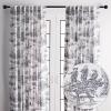 image:imageMaison d Hermine Curtains for Living Room 100 Cotton 96 inch Length Two Panels Light Filtering Toile Curtains with Rod and Loop Pockets Calais Paloma Grey White Background 50 W x 96 L