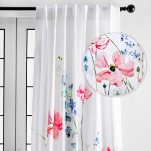 image:imageMaison d Hermine Curtains for Living Room 100 Cotton 108 inch Length One Panel Light Filtering Curtains for Windows with Rod and Loop Pockets Easter Decorations Delphinium  White 50 W x 108 L